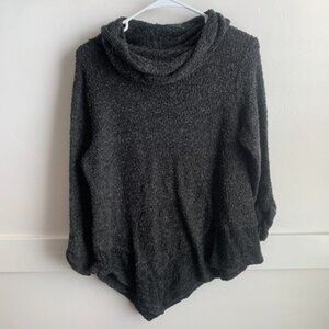SJS Black & Gray Asymmetrical Cowl Neck Sweater